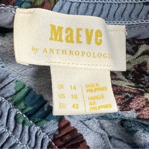 Anthropologie Maeve Pants Terrace Floral Palazzo Pants 10 purple blue flowy wide - Picture 5 of 15